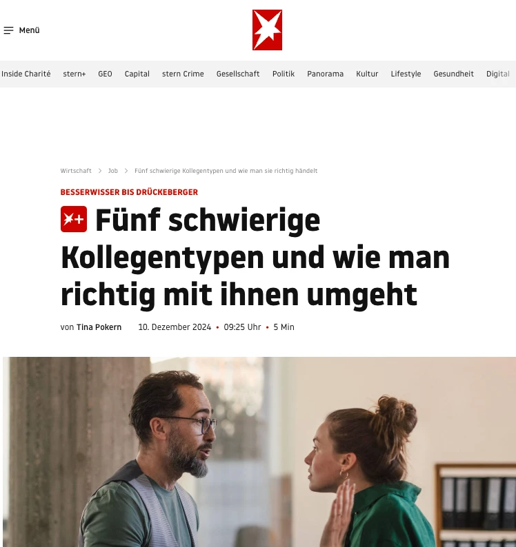 Bild_Stern_Artikel schwierige Kollegen und wie man mit ihnen umgeht, Teresa Stockmeyer, Teamentwicklung, Führungskräfte Training